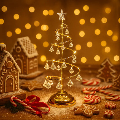 Weihnachtliche Lampe Gold | LED Weihnachtsbeleuchtung Warmweiß | Dekorative Tischlampe für festliche Stimmung