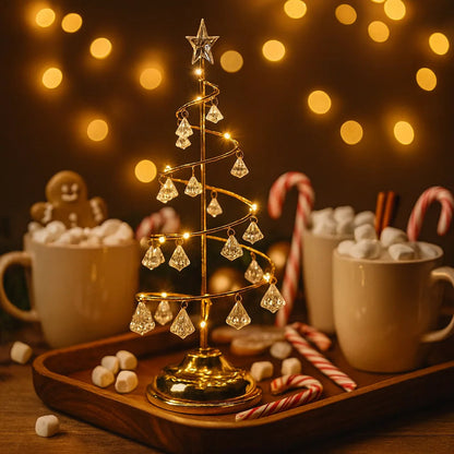 Weihnachtliche Lampe Gold | LED Weihnachtsbeleuchtung Warmweiß | Dekorative Tischlampe für festliche Stimmung