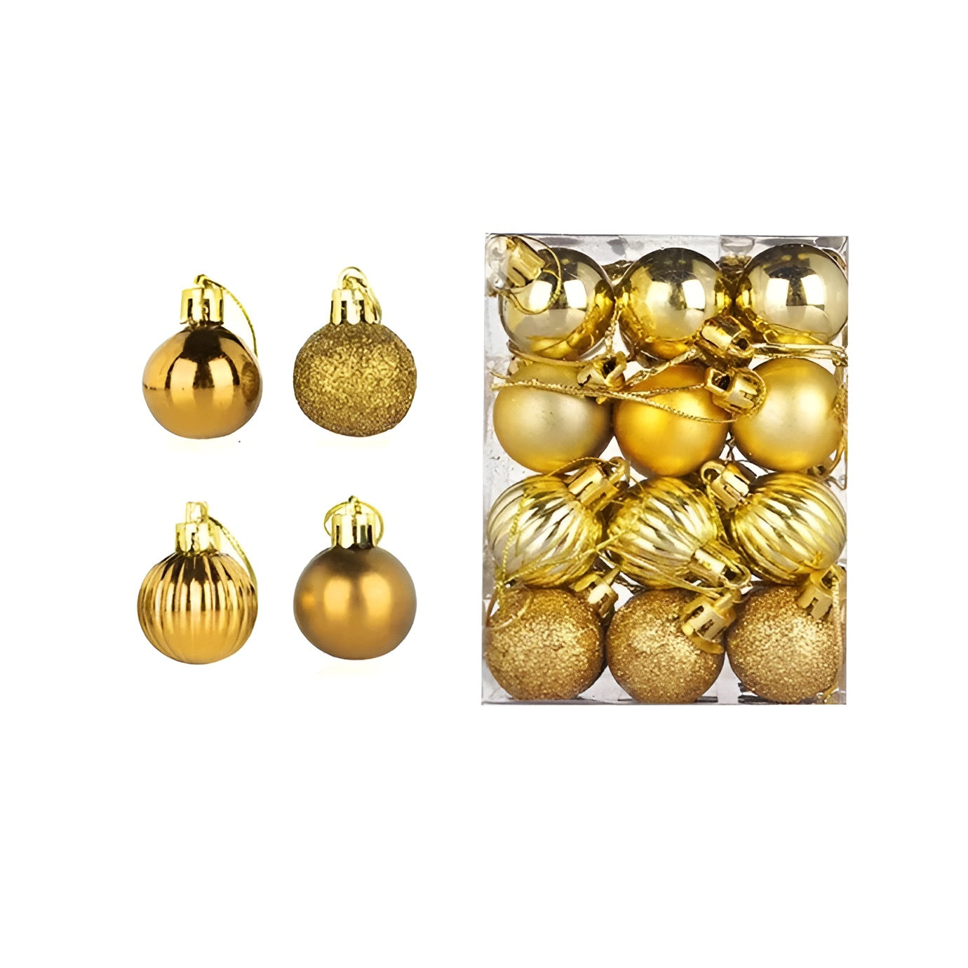 Weihnachtskugeln Set | 24-teilig | Elegante Christbaumkugeln in Gold, Rot & Rosa | Luxuriöse Weihnachtsdeko