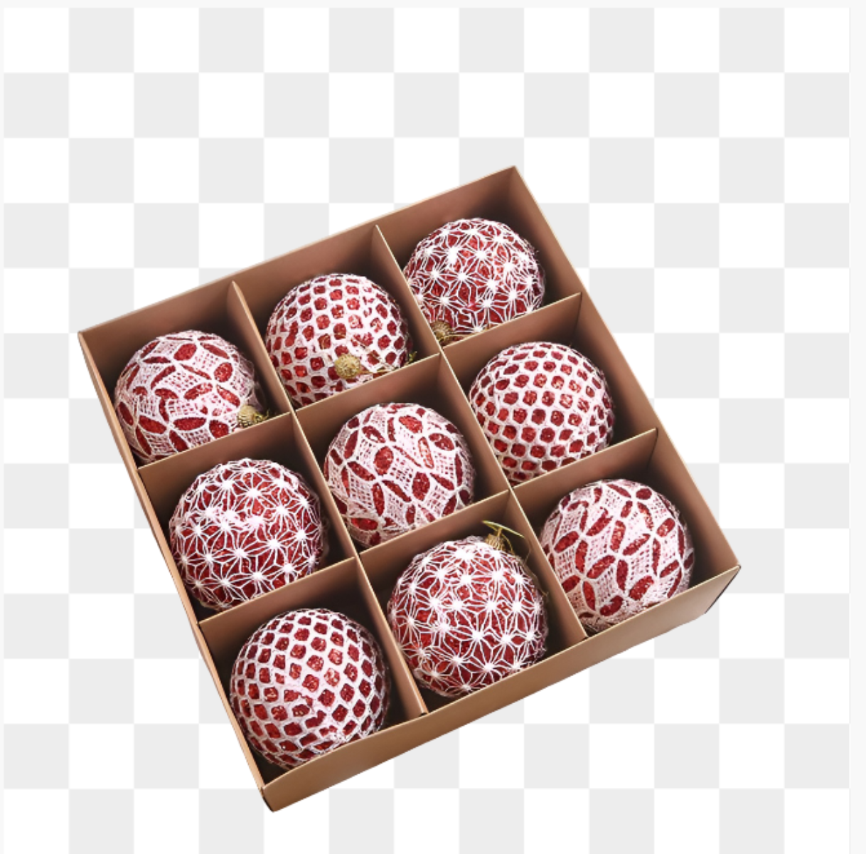 Weihnachtskugeln Set | Elegante Christbaumkugeln aus Kunststoff | Champagner-Gold & Rot-Glitzer |