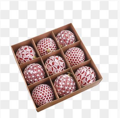 Weihnachtskugeln Set | Elegante Christbaumkugeln aus Kunststoff | Champagner-Gold & Rot-Glitzer |