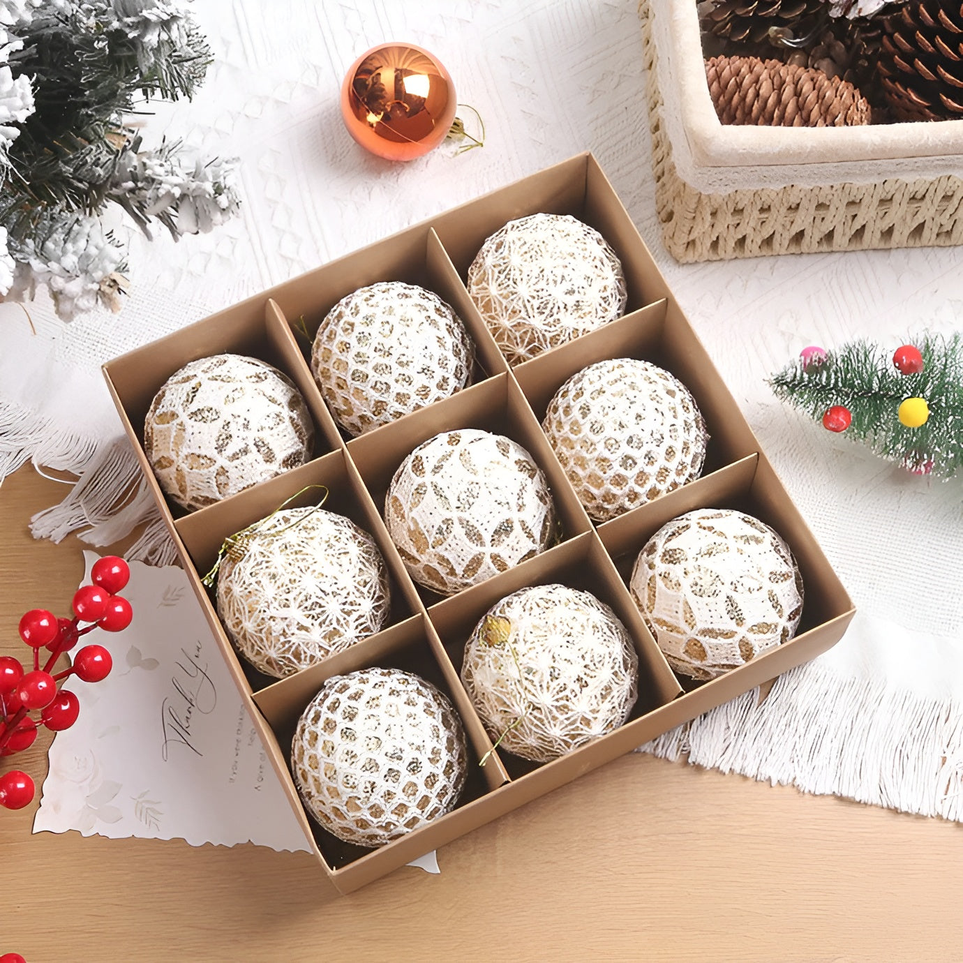 Weihnachtskugeln Set | Elegante Christbaumkugeln aus Kunststoff | Champagner-Gold & Rot-Glitzer |