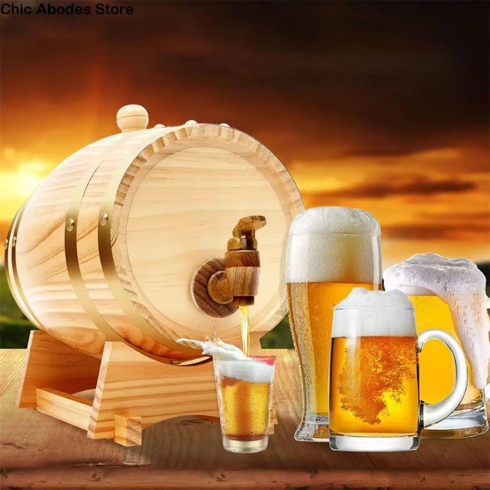 Weinfass aus Holz | Vintage Bierfass 1,5L / 3L / 5L | Rustikaler Bier- & Weinkrug für Weihnachten & Oktoberfest