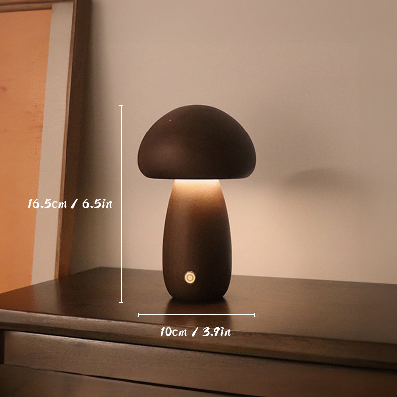 Lunaris Shroom | Wiederaufladbare Tischlampe im Holz-Pilz-Design