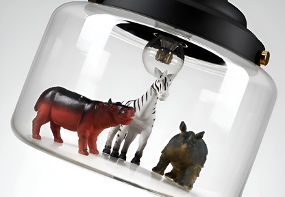 LumiZoo Lampe | LED-Pendelleuchte aus Glas mit Cartoon-Tiermotiv, nordischer Stil