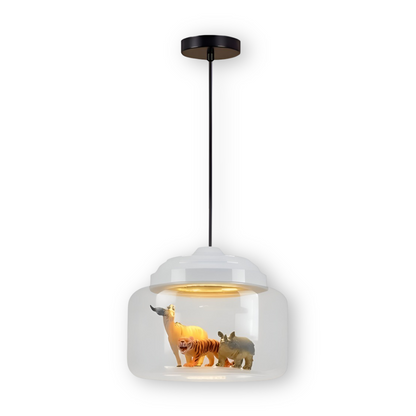 LumiZoo Lampe | LED-Pendelleuchte aus Glas mit Cartoon-Tiermotiv, nordischer Stil