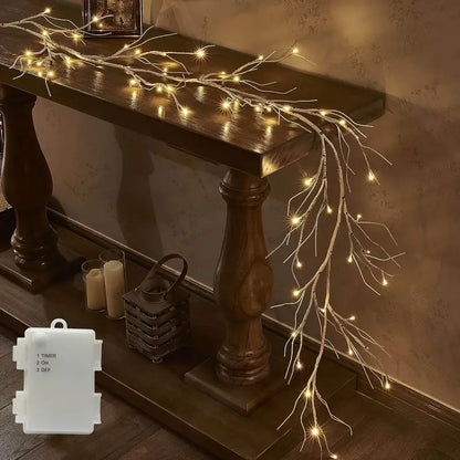 Halloween & Weihnachten LED Zweig Girlande – 180 cm Deko mit 48 LEDs & Timer