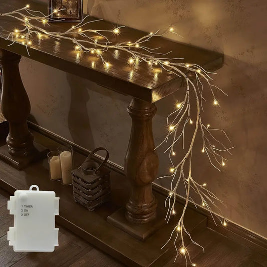 Halloween & Weihnachten LED Zweig Girlande – 180 cm Deko mit 48 LEDs & Timer