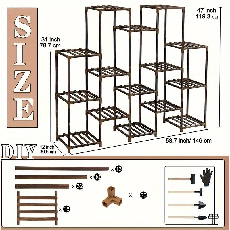 VerveVogue Pflanzenständer | Großes 15-stöckiges Pflanzenregal für Indoor & Outdoor
