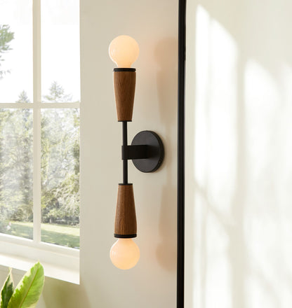 Zweiflammige glazen wandlamp – elegant retrodesign met metaal & E27-fitting