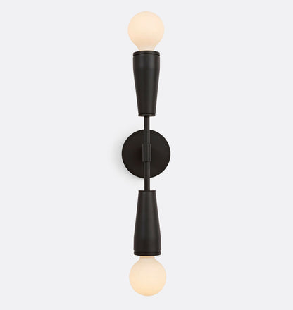 Zweiflammige glazen wandlamp – elegant retrodesign met metaal & E27-fitting