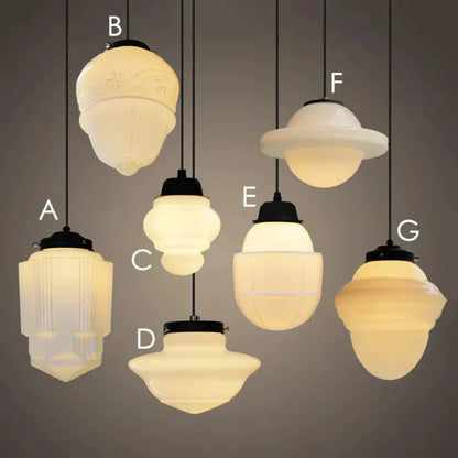 Lunara | Geometrische Milchglas Pendelleuchte in Weiß