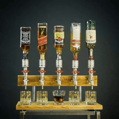 BarrelTap Spender | Holz-Getränkespender mit Messinghahn für Whisky, Wein & Liköre