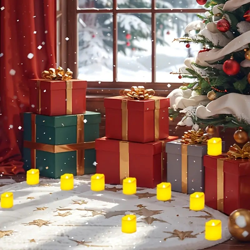 Halloween & Weihnachten LED Teelichter Set – 24 flammenlose Kerzen mit Glitzer & warmem Licht