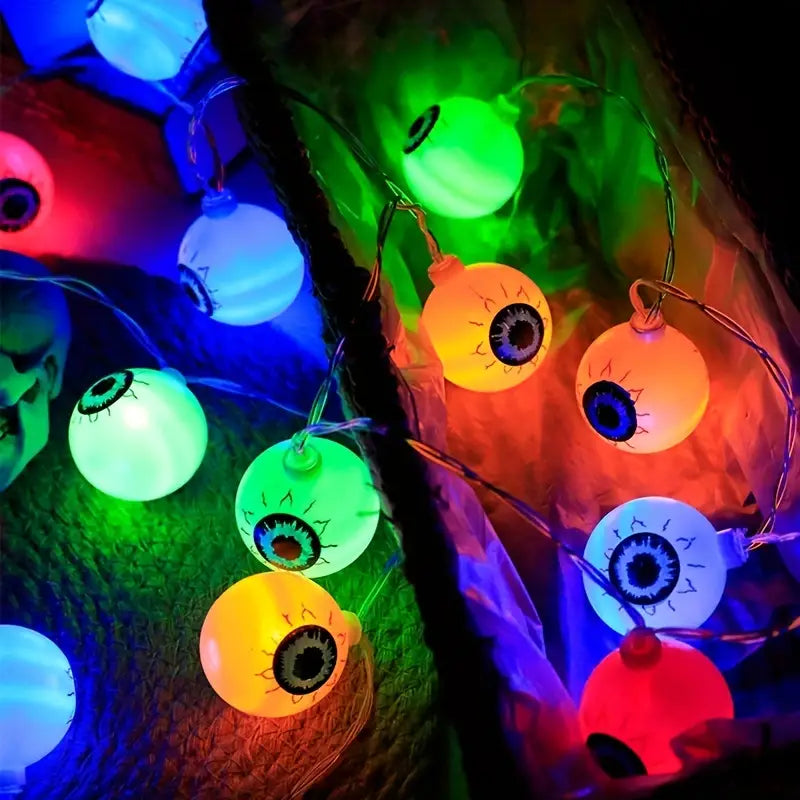 Halloween Augen Lichterkette – Gruselige LED Partydeko für drinnen & draußen