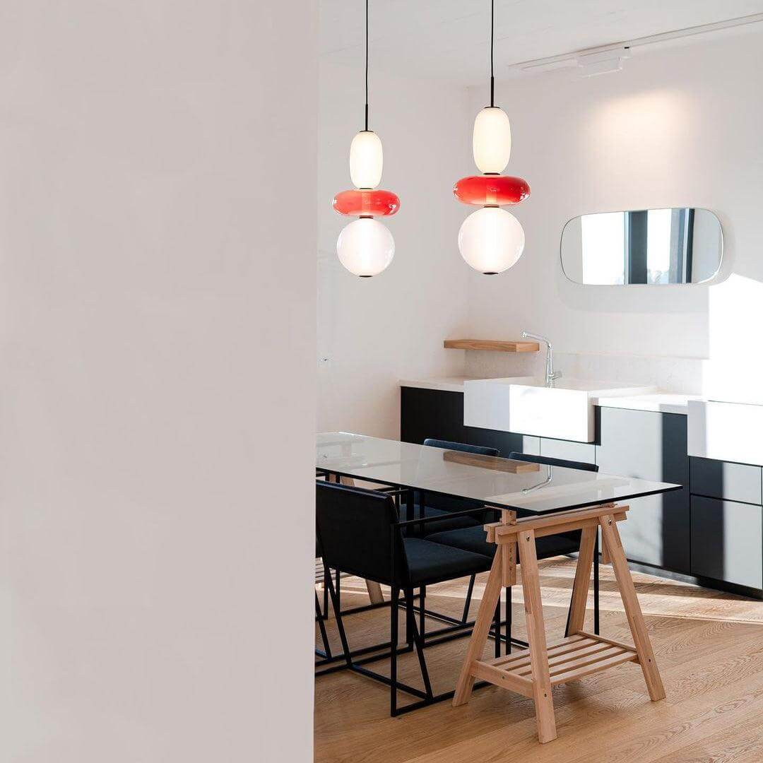 Elegante Designer-Hängelampe – Modernes Buntglas