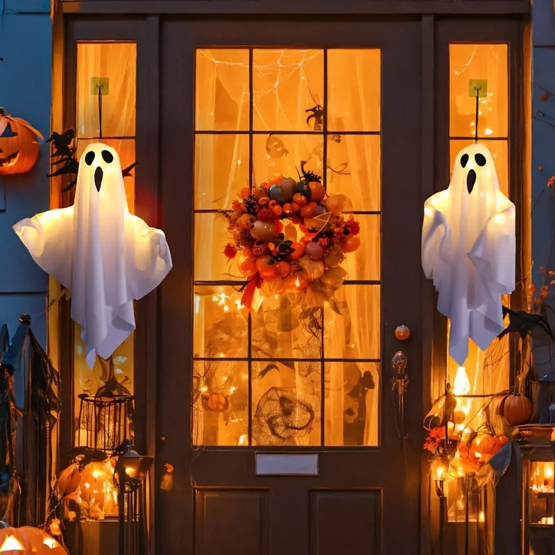 Halloween LED Hängende Geister – 3er-Set leuchtende Spukfiguren für Garten & Haus