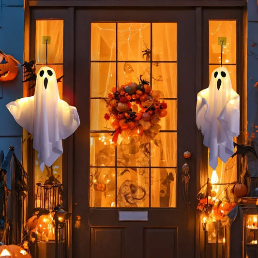 Halloween LED Hängende Geister – 3er-Set leuchtende Spukfiguren für Garten & Haus