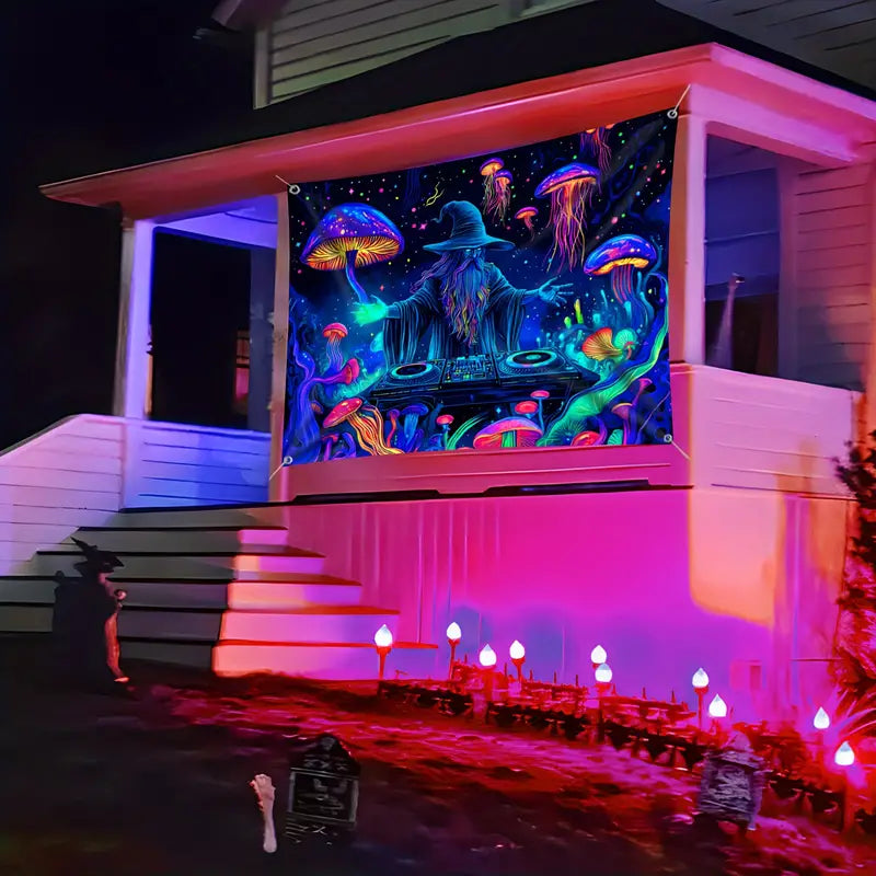 Halloween Fluoreszierendes Wandtuch – Mystische Wanddeko mit Leuchteffekt