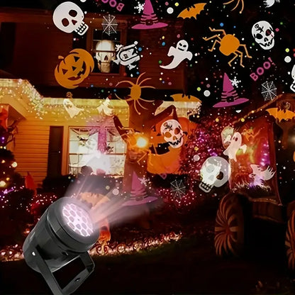 Halloween USB Projektor Lampe – LED Deko mit Kürbis, Spinne & Fledermaus Motiven