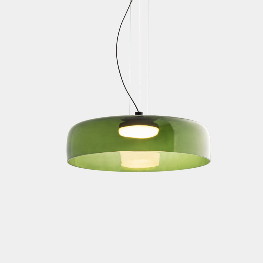 Veylum | Skandinavische Glas Pendelleuchte mit Opalschirm