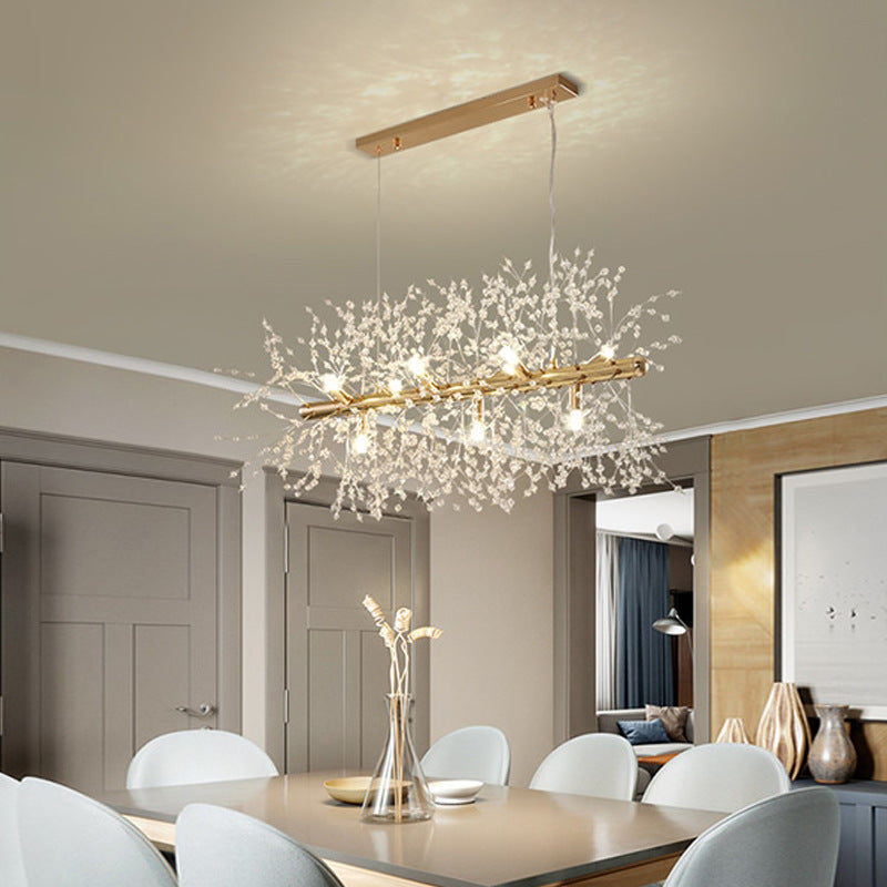 Moderne LED-Hängelampe aus Metall in Weißgold – ideal für Wohnzimmer & Esszimmer