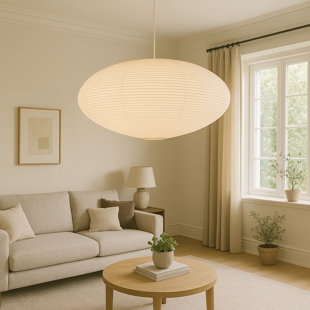 WabiLight | Japanische Papier Pendelleuchte | Handgefertigtes Design im Wabi-Sabi Stil mit warmem LED-Licht