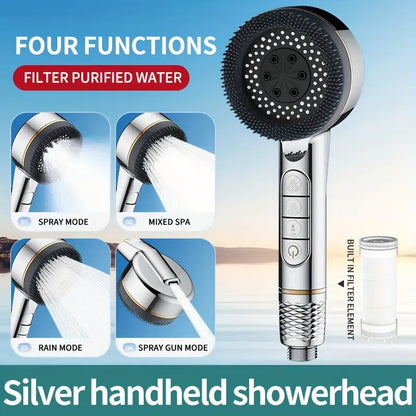 AquaJet PowerDuschkopf | Hochdruck-Handbrause mit 5 Strahlarten