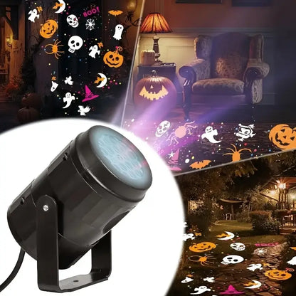 Halloween USB Projektor Lampe – LED Deko mit Kürbis, Spinne & Fledermaus Motiven