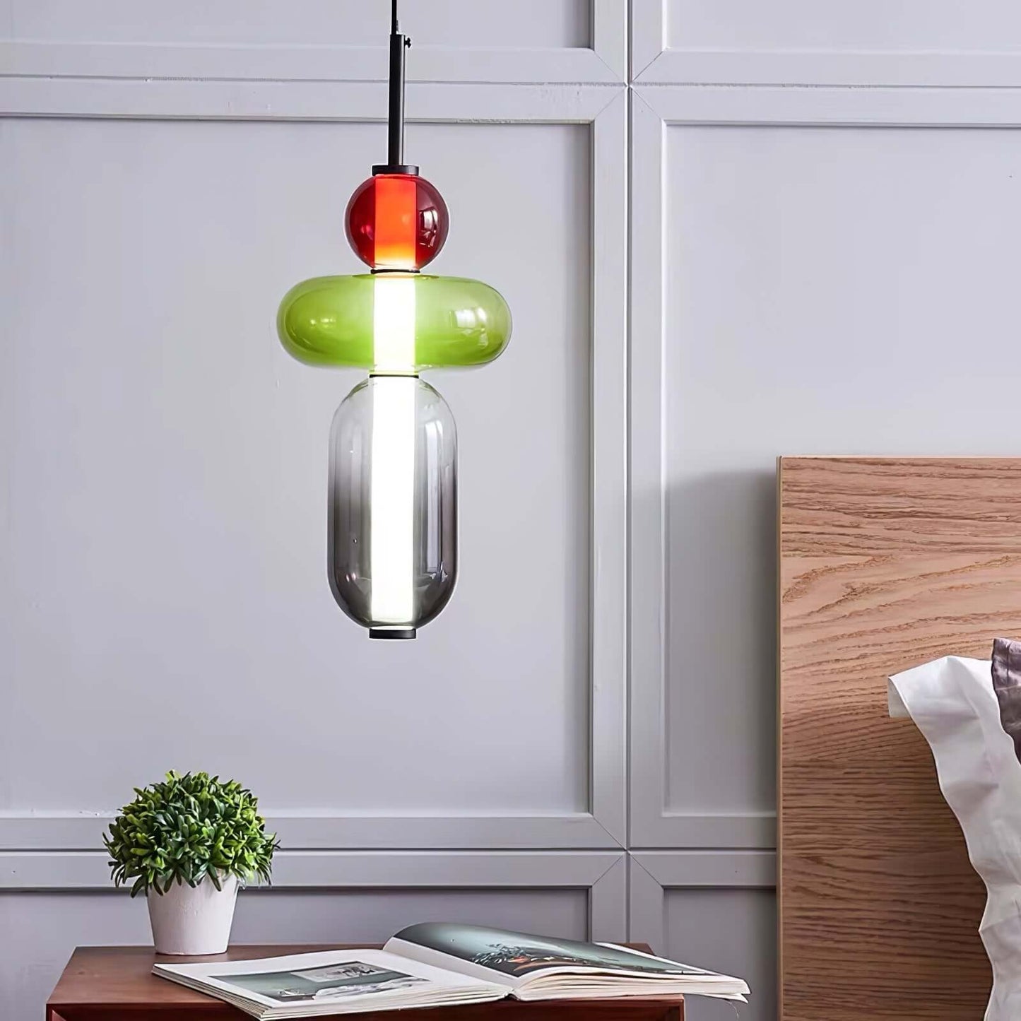 Elegante Designer-Hängelampe – Modernes Buntglas