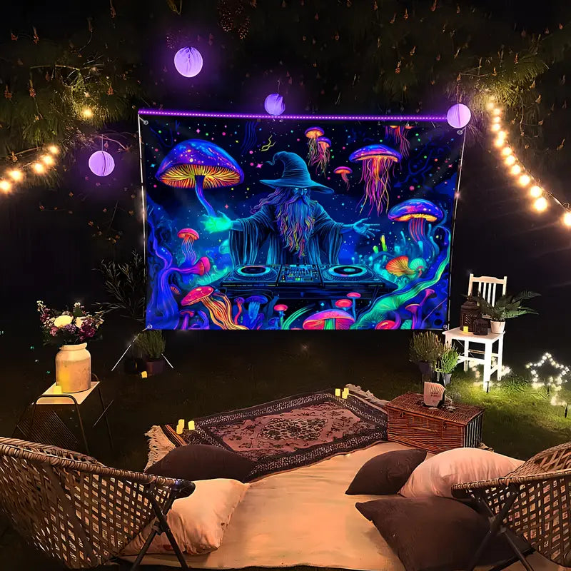 Halloween Fluoreszierendes Wandtuch – Mystische Wanddeko mit Leuchteffekt