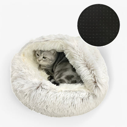 Lunaro Nest | Flauschiges Winterbett mit rutschfester Unterseite für Haustiere