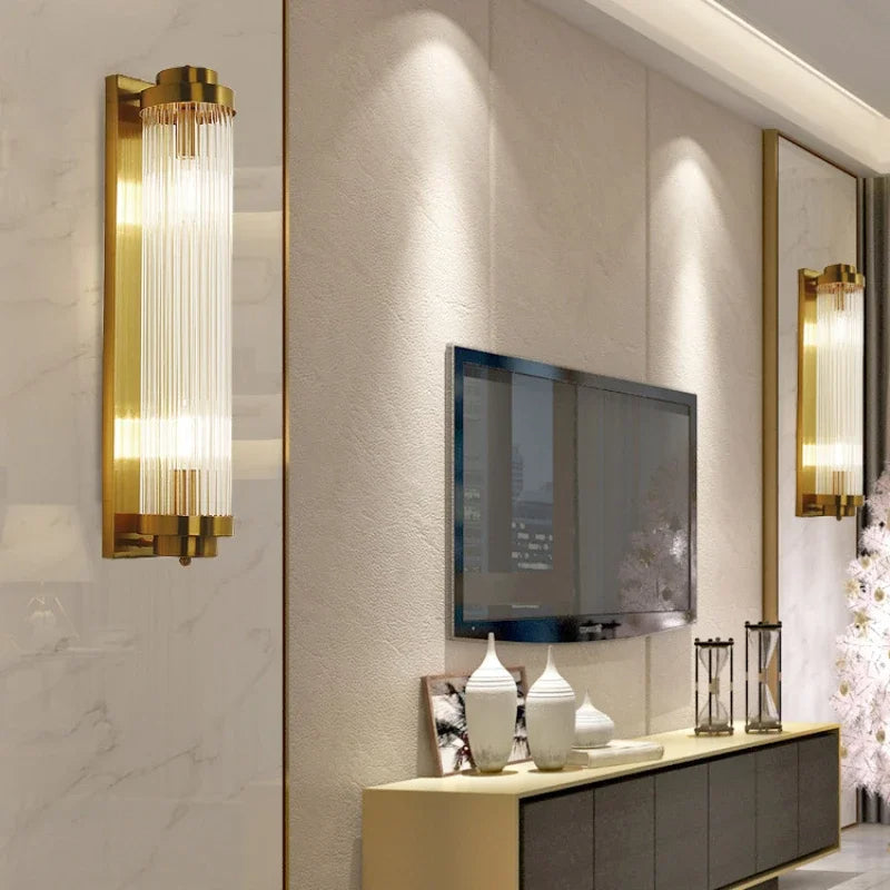 Kristall wandlamp goudglans – luxe wandlamp met kristallen en gouden afwerking