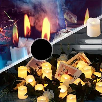 Halloween & Weihnachten LED Teelichter Set – 24 flammenlose Kerzen mit Glitzer & warmem Licht