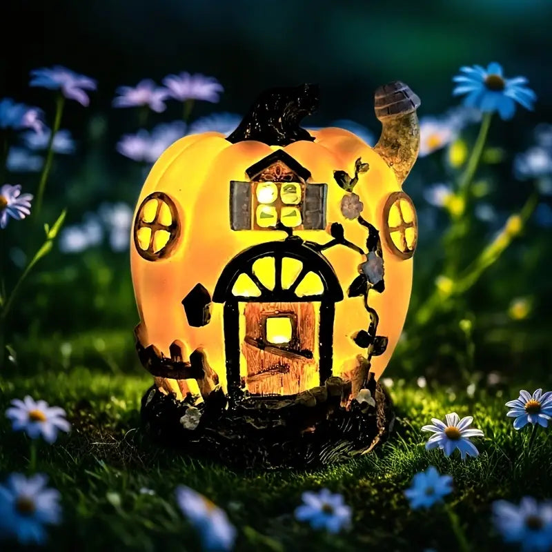 Halloween Solar Kürbishaus – LED Märchen-Dekoleuchte für Garten & Terrasse