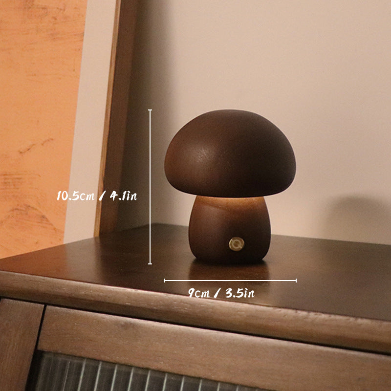 Lunaris Shroom | Wiederaufladbare Tischlampe im Holz-Pilz-Design