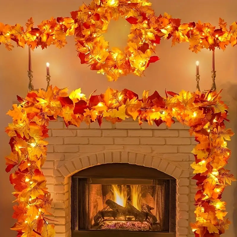 Halloween Ahornblatt Lichterkette – Warmweiße LED Herbstdeko für Wohnzimmer & Partys