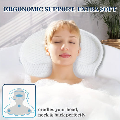BathCloud 4D Bade­kissen | Ergonomisches Nacken- & Rücken­stütz­kissen mit Anti-Rutsch-Saugnäpfen