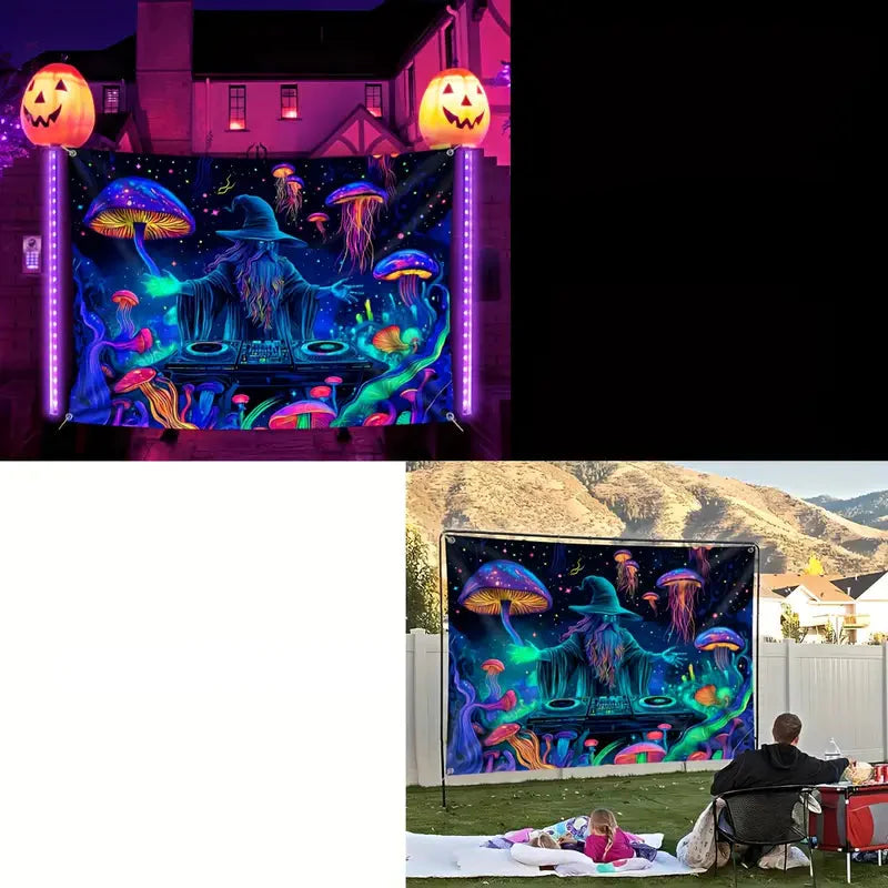 Halloween Fluoreszierendes Wandtuch – Mystische Wanddeko mit Leuchteffekt