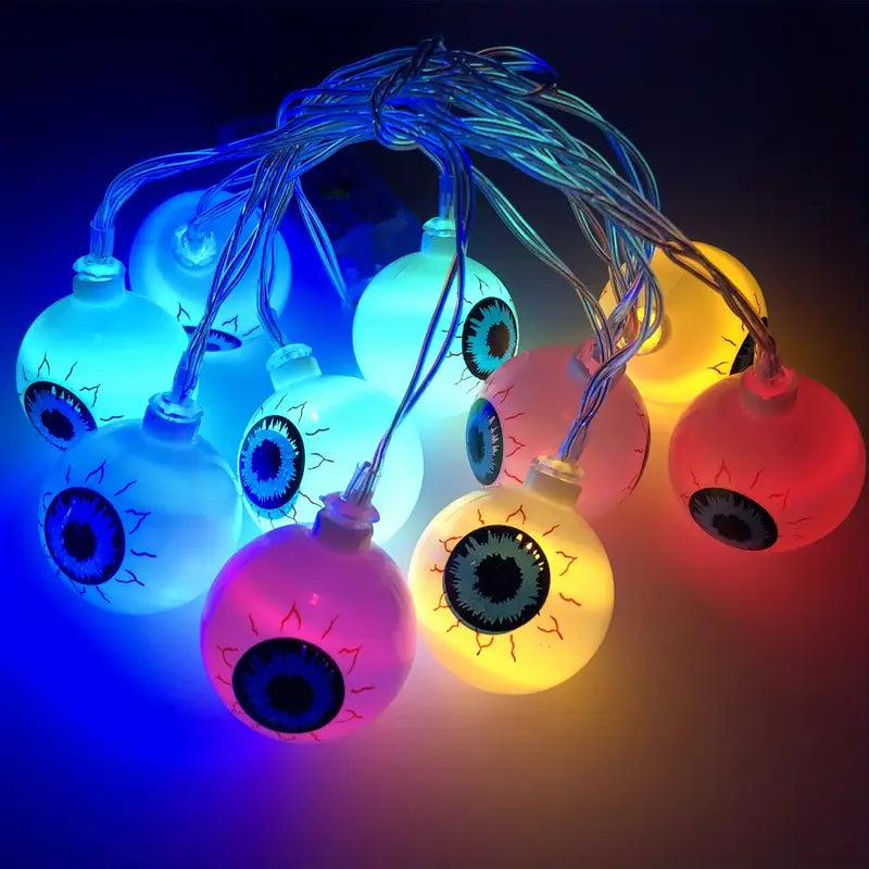 Halloween Augen Lichterkette – Gruselige LED Partydeko für drinnen & draußen