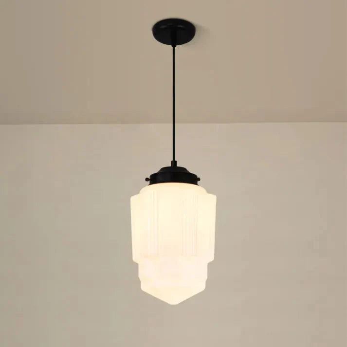 Lunara | Geometrische Milchglas Pendelleuchte in Weiß