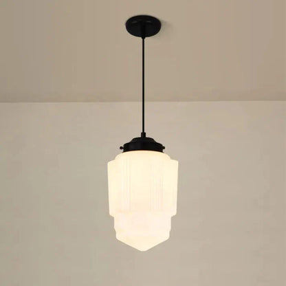 Lunara | Geometrische Milchglas Pendelleuchte in Weiß