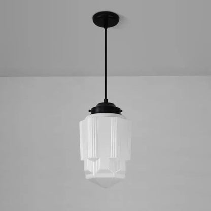 Lunara | Geometrische Milchglas Pendelleuchte in Weiß