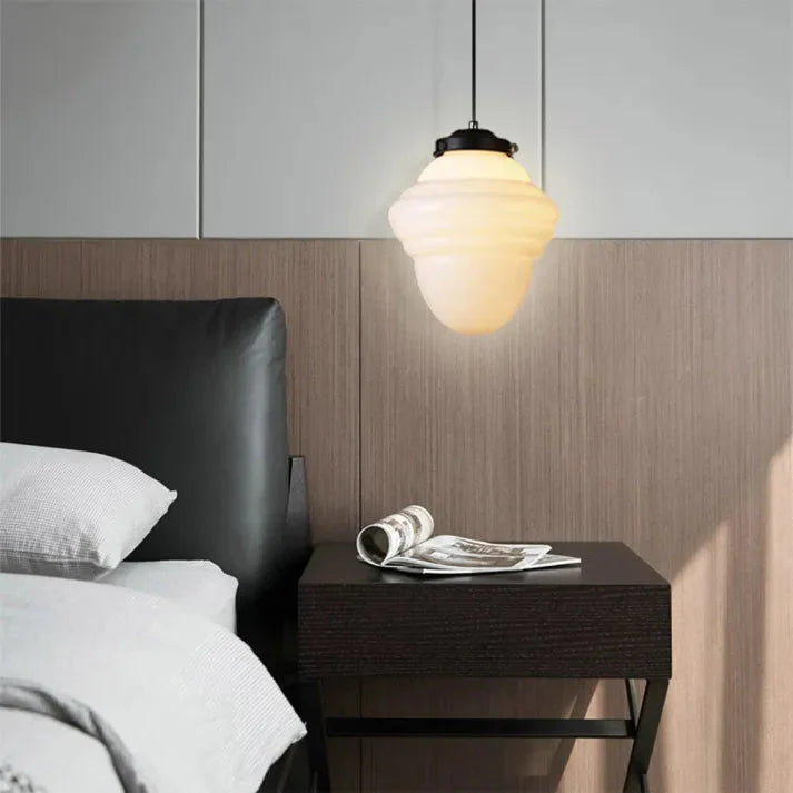 Lunara | Geometrische Milchglas Pendelleuchte in Weiß