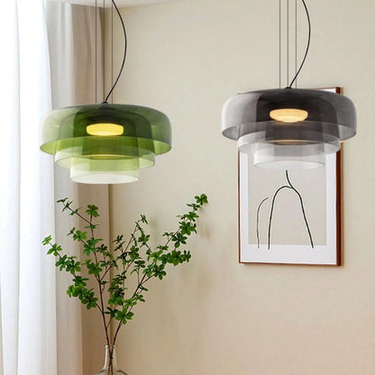 Veylum | Skandinavische Glas Pendelleuchte mit Opalschirm