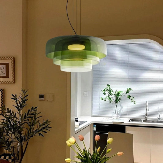 Veylum | Skandinavische Glas Pendelleuchte mit Opalschirm
