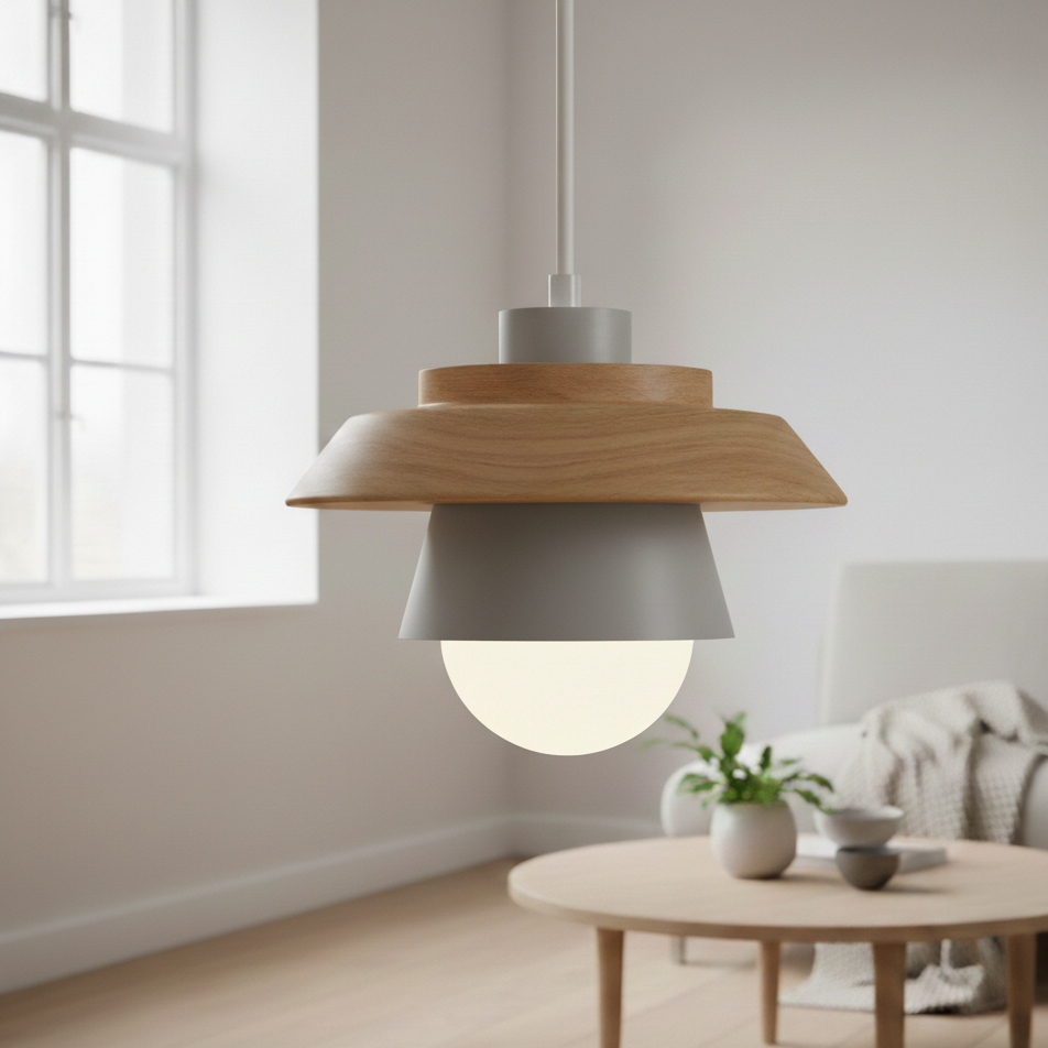 ScandiGlow hanglamp – Noordse LED hanglamp van hout & metaal in macaron-ontwerp