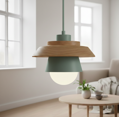 ScandiGlow hanglamp – Noordse LED hanglamp van hout & metaal in macaron-ontwerp