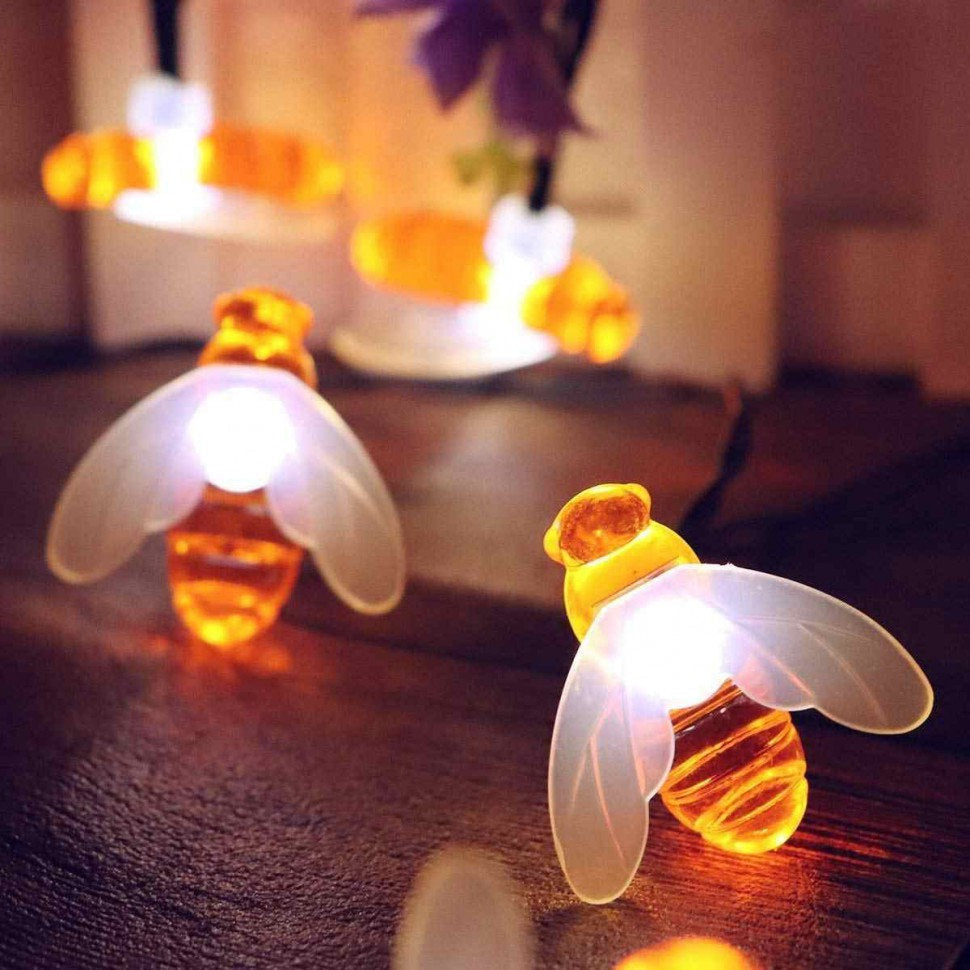 Solar-Lichterkette mit Honigbienen – Wasserdicht & Energiesparend für den Garten