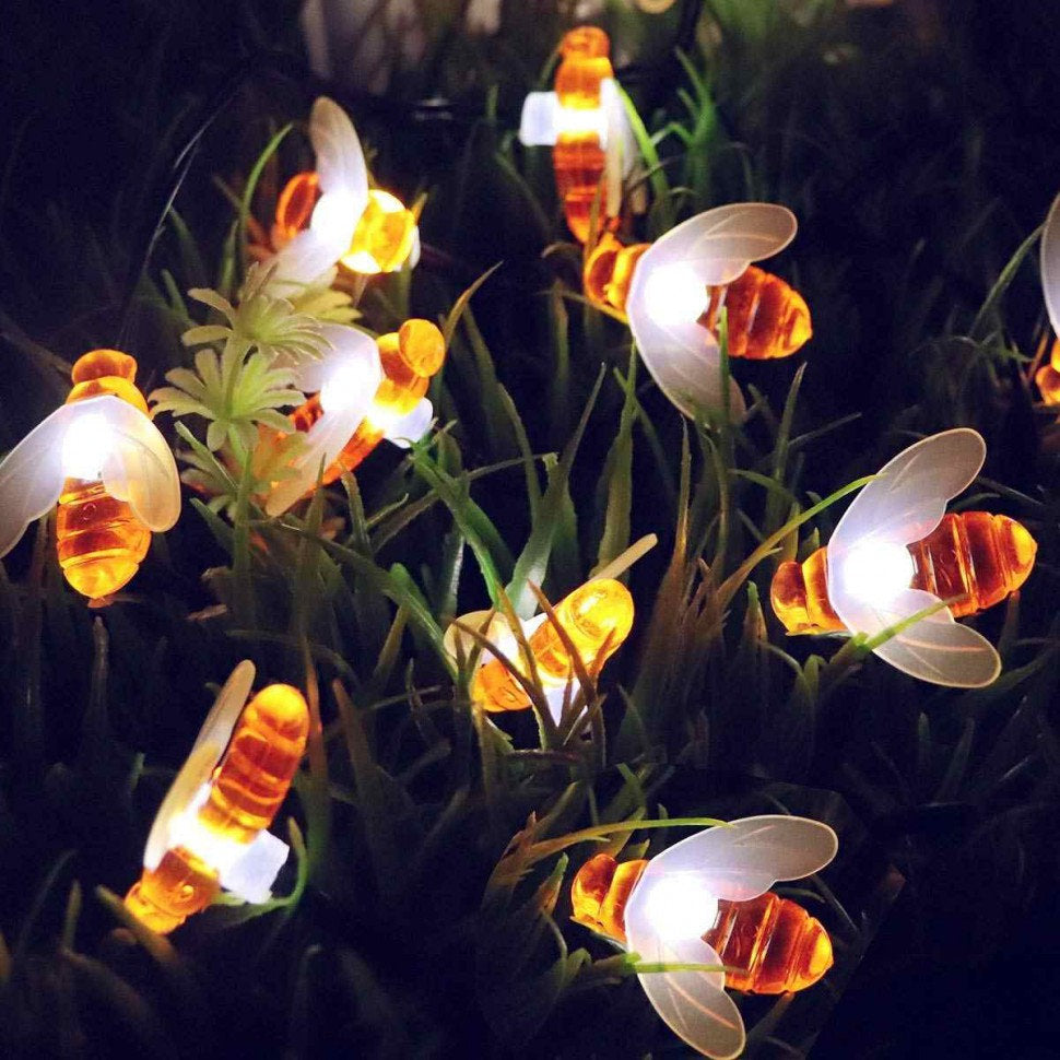 Solar-Lichterkette mit Honigbienen – Wasserdicht & Energiesparend für den Garten